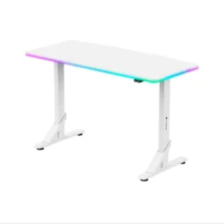 WJ Coolman T-Shaped Gaming Desk Height Adjustable – White RGB