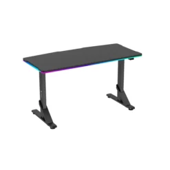 WJ Coolman T-Shaped Gaming Desk Height Adjustable – BLACK RGB